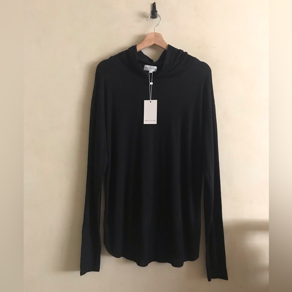 Drifter Black Wool Blend Long Sleeve Top